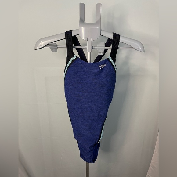 Speedo One Piece Swimsuit Blue‎ & Black Size 6 - Picture 1 of 9